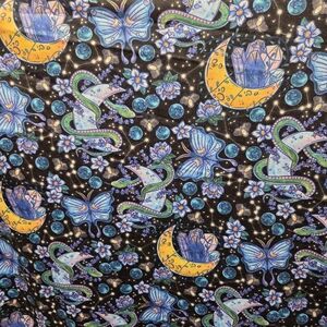 Floral Moon and Moth Print Midi Dress